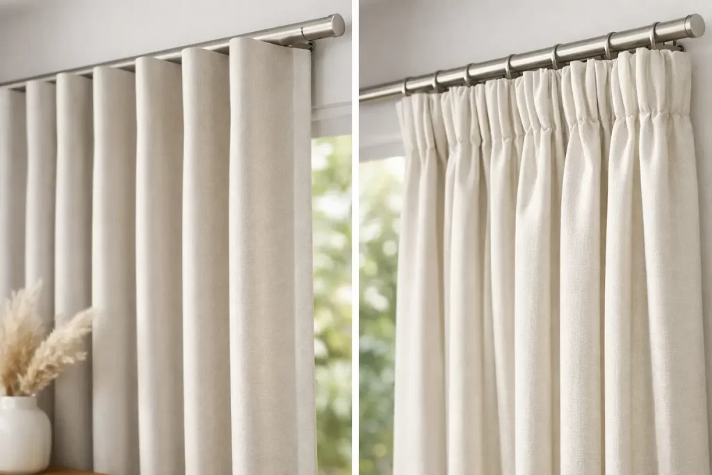 Diferença entre cortinas de ondas e franzir